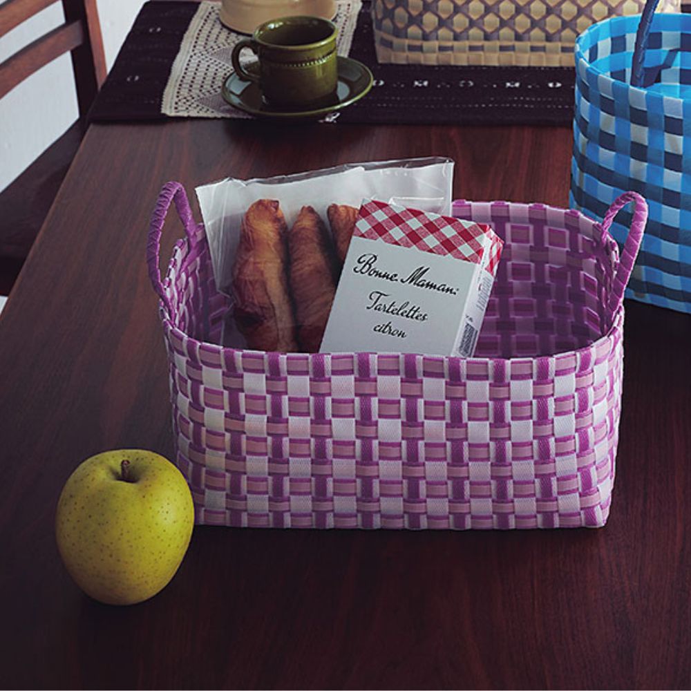 ＰＰバンドで作るカゴバッグ手作りキット 　紫かご