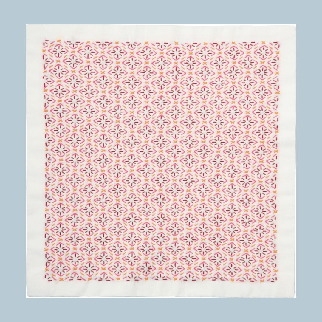 華やぎ刺し子の花ふきん 菱模様と米刺(3)