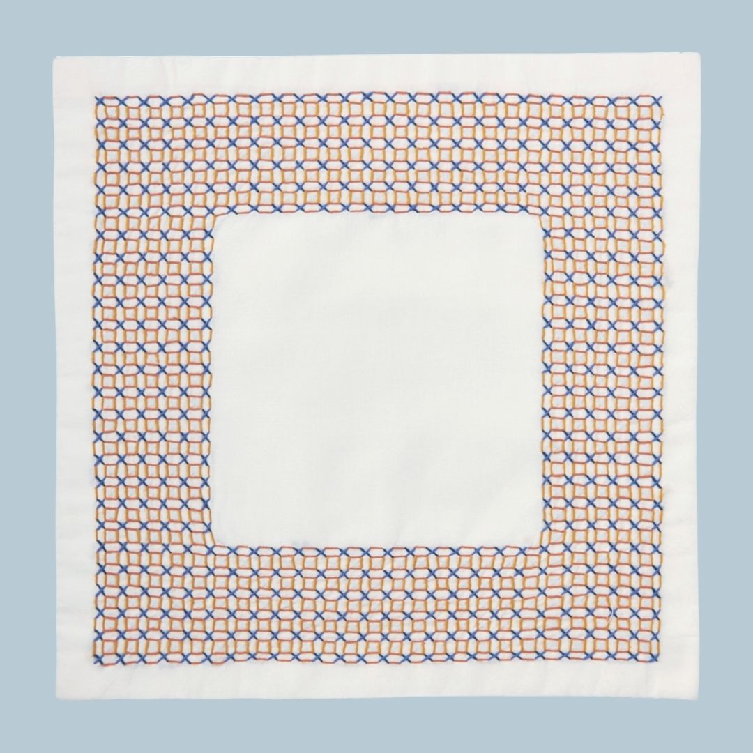 華やぎ刺し子の花ふきん 銭形 (7)