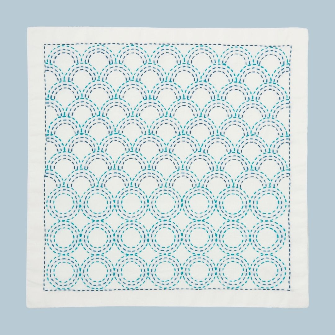 華やぎ刺し子の花ふきん 三重青海波(9)