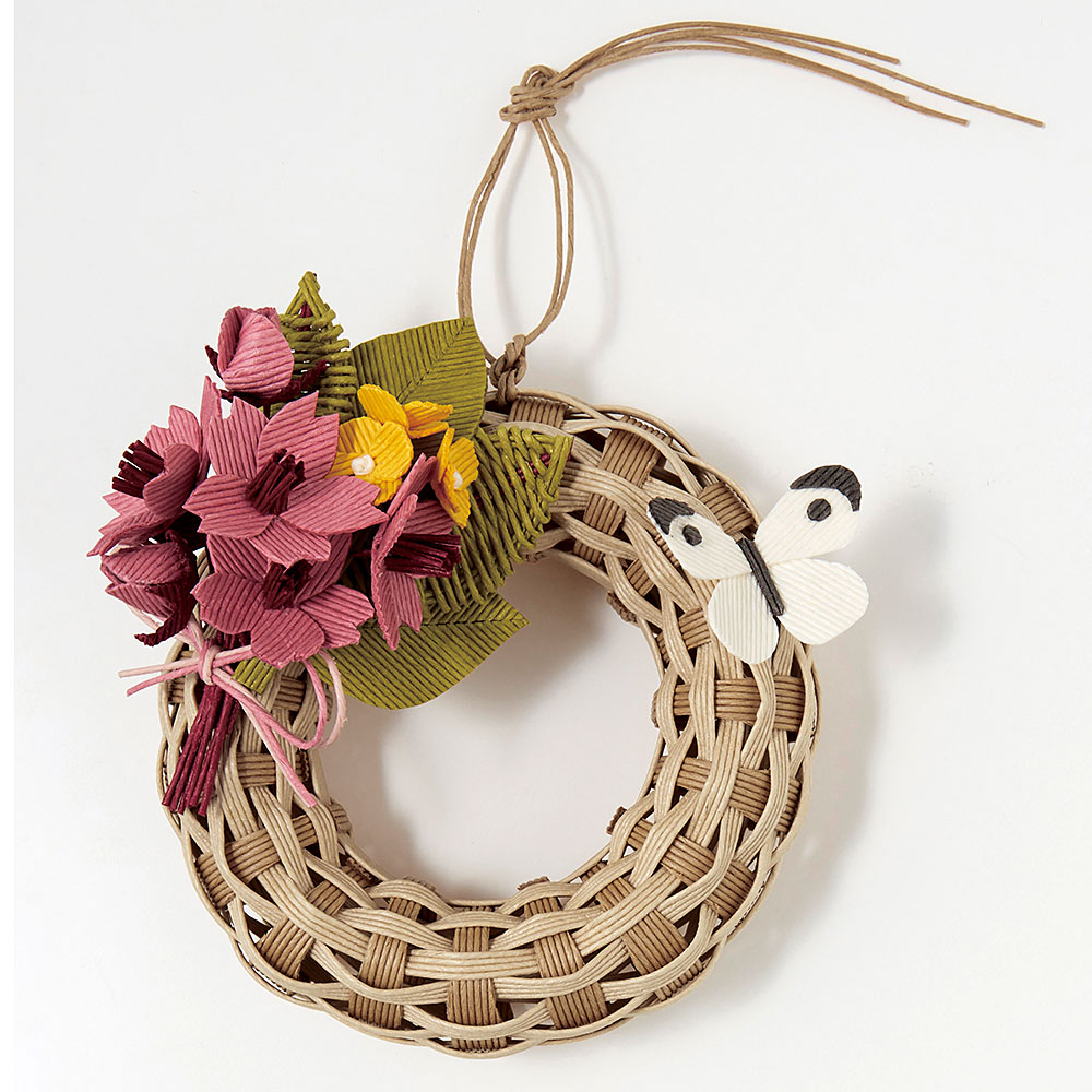 クラフトリースの歳時記　春色コサージュにモンシロチョウ