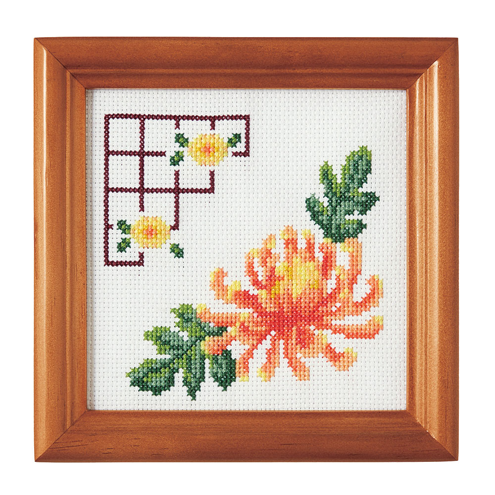 グラデーションを楽しむクロスステッチ　菊