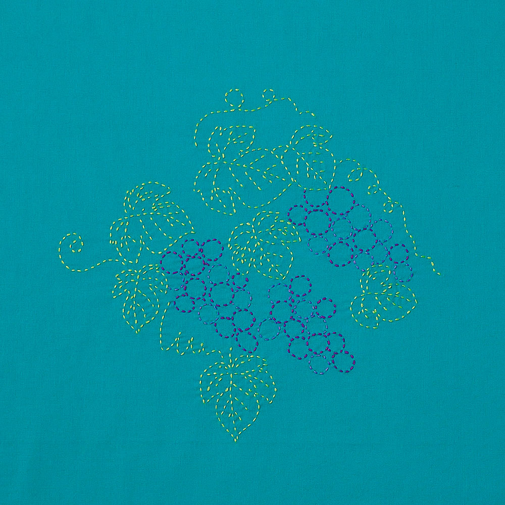 縫製済み刺し子の風呂敷　葡萄