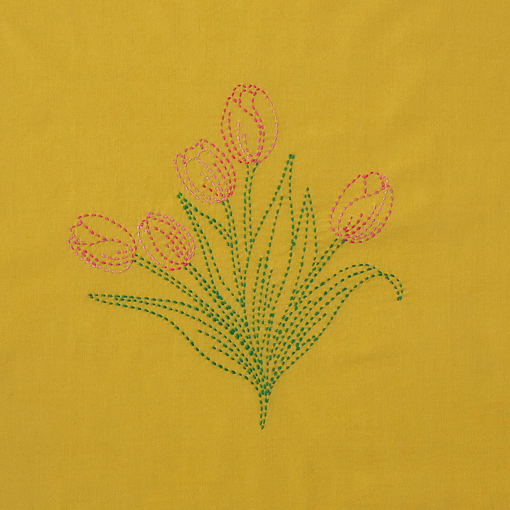 縫製済み刺し子の風呂敷　チューリップ