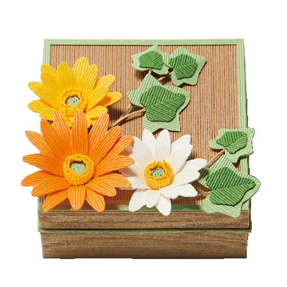 クラフトテープで作るお花の小箱　［ガーベラとアイビー］