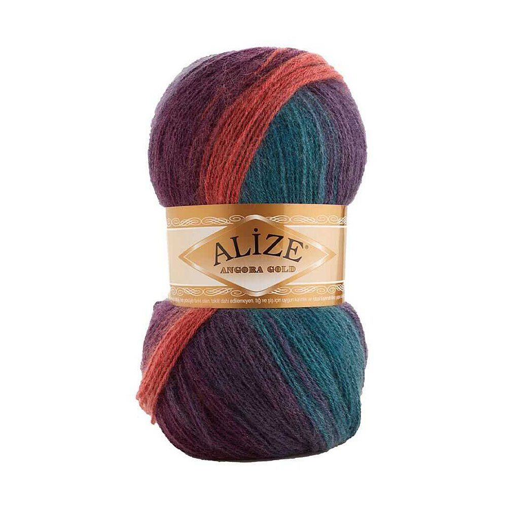 アンゴラゴールド バティック（7563）紫緑黄ピンク系