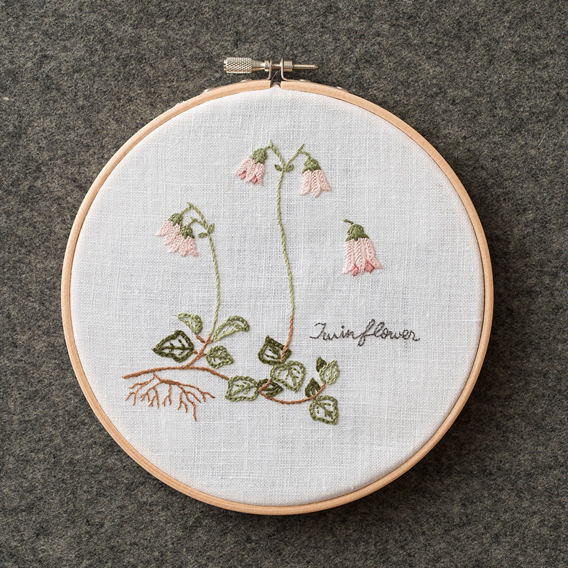 西須久子さんの草花刺繍枠［リンネソウ］