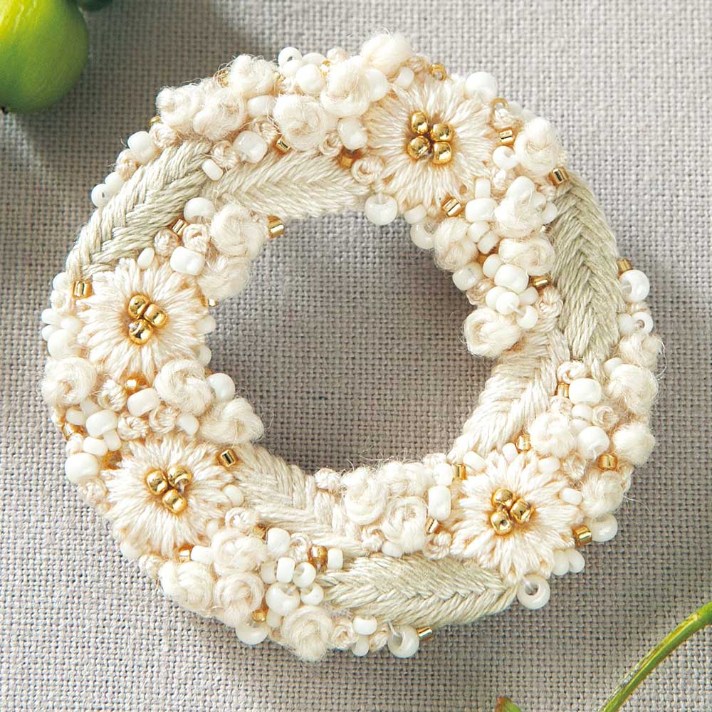 hanabatakeブローチ［ホワイト］