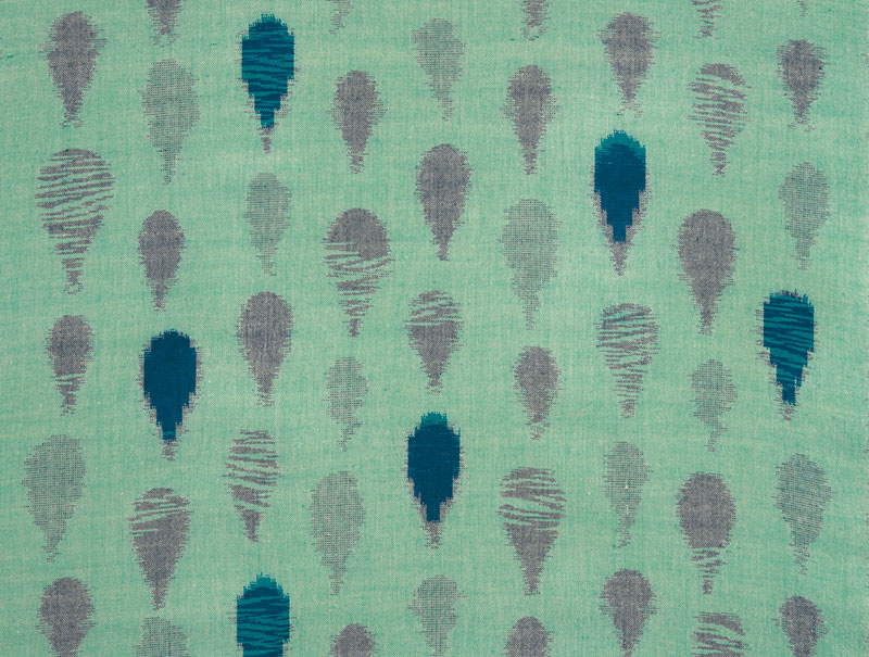 久留米絣　しずく［エメラルドグリーン］50ｃｍ単位