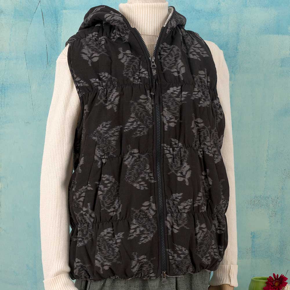 〈完成品〉久留米絣のもこもこベスト［ブラウン］