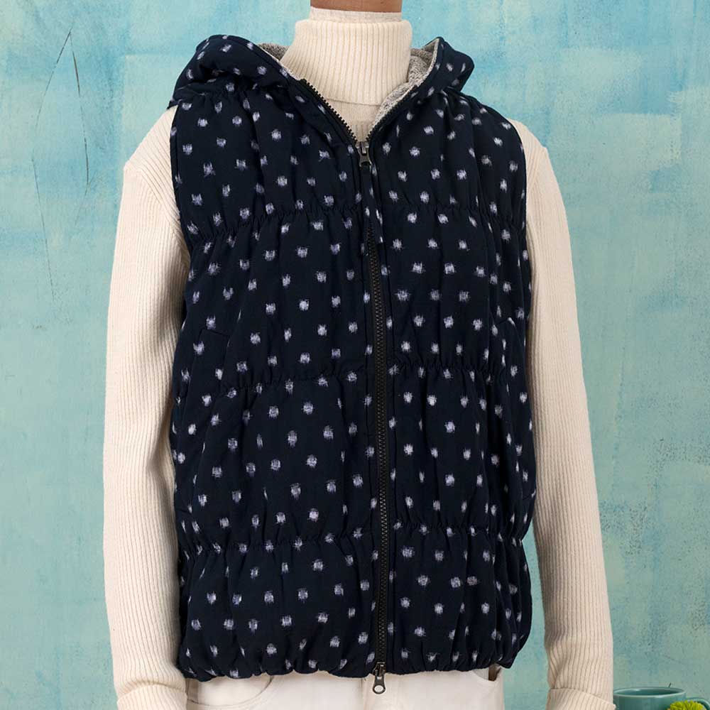 久留米絣のもこもこベスト［紺］