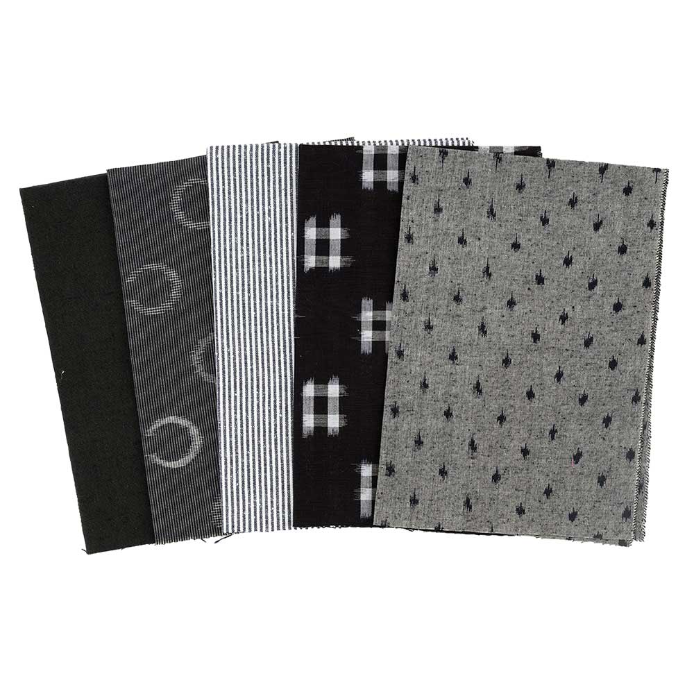 お試し久留米絣5枚セット［紺・グレー系］