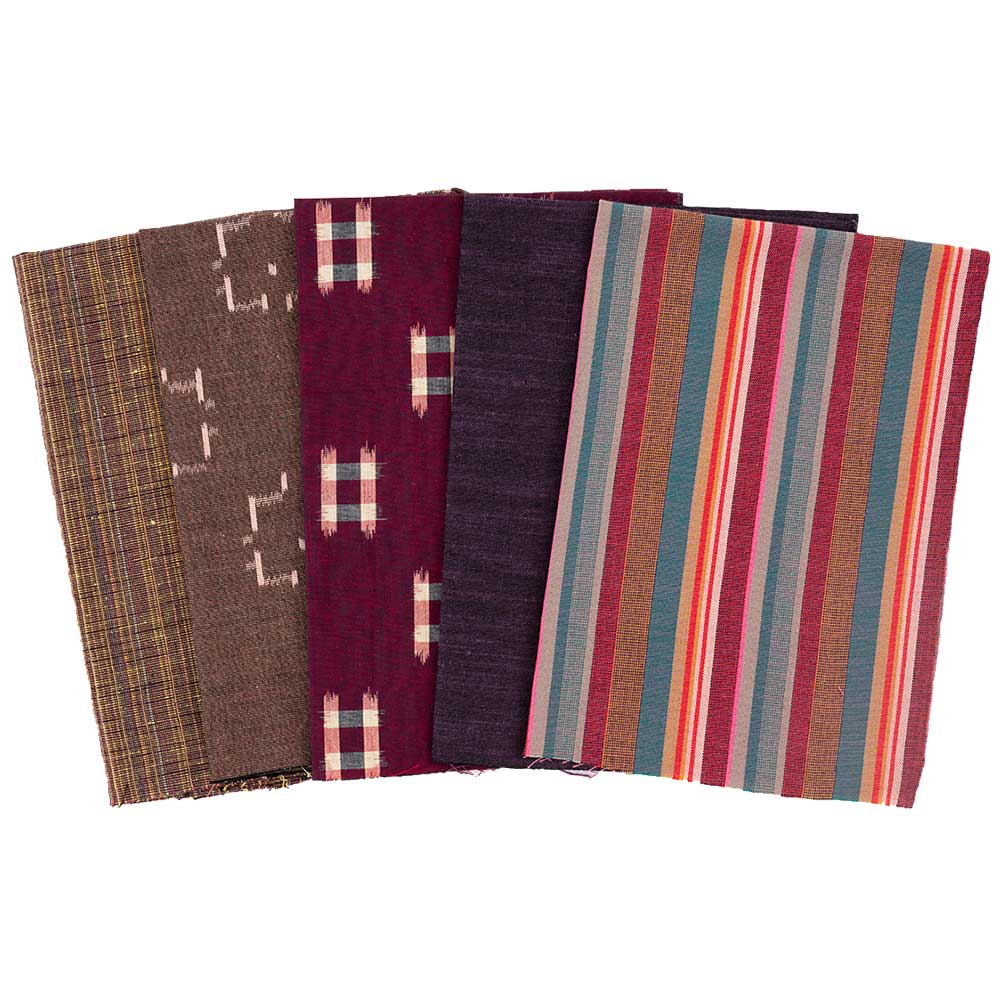お試し久留米絣5枚セット［ピンク・パープル系］