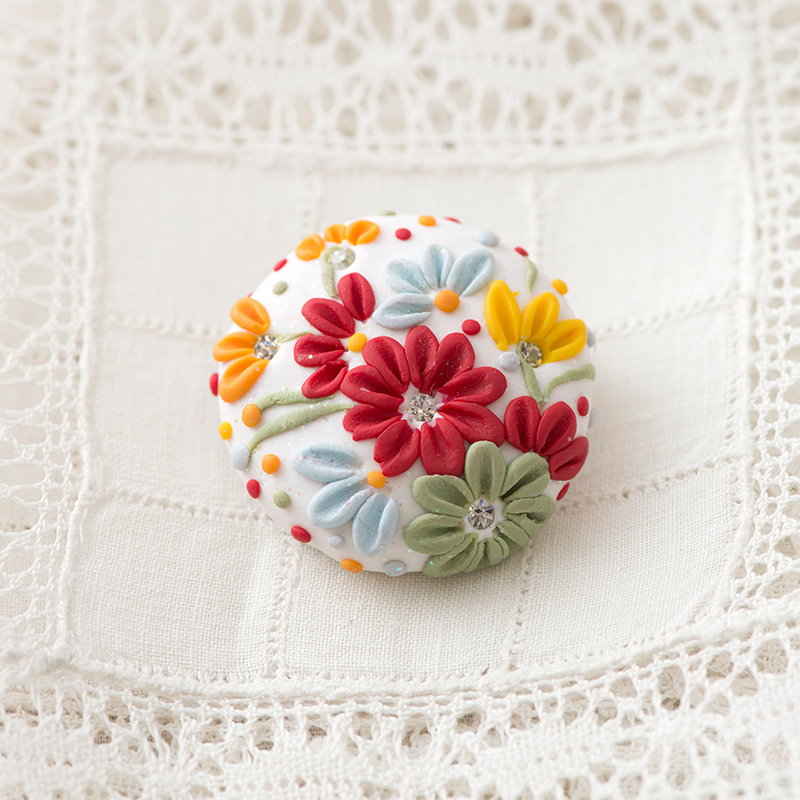 カラフルフラワーブローチ
