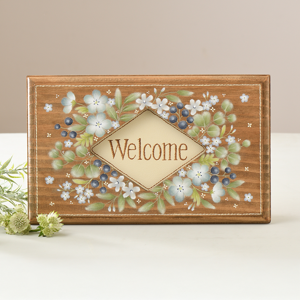 出口むつみの「ブルーフラワーのウエルカムプレート」を描く ・素材セット