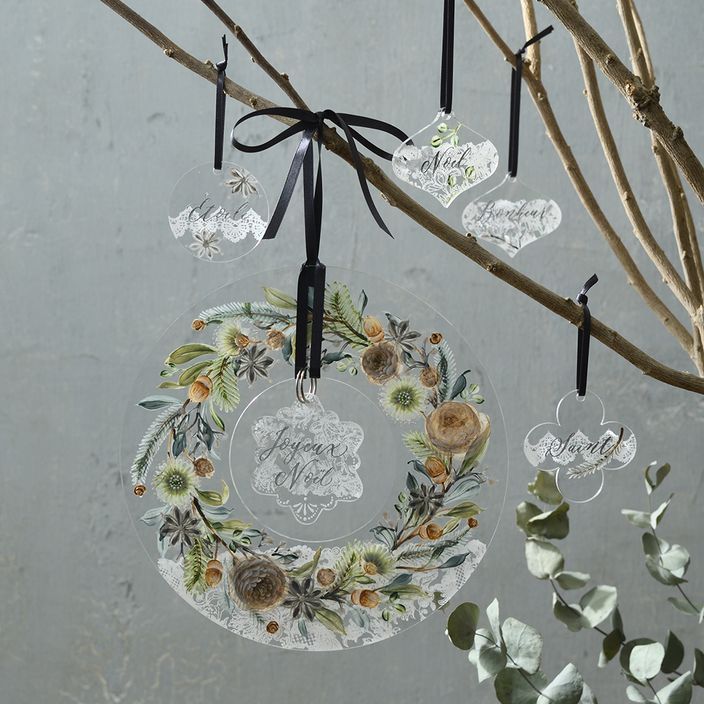 沖 昭子の「木の実のグリーンリース」を描く ・素材セット