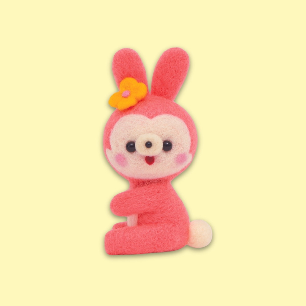 アクレーヌでつくるレトロアニマル ［ピンクのうさぎ］