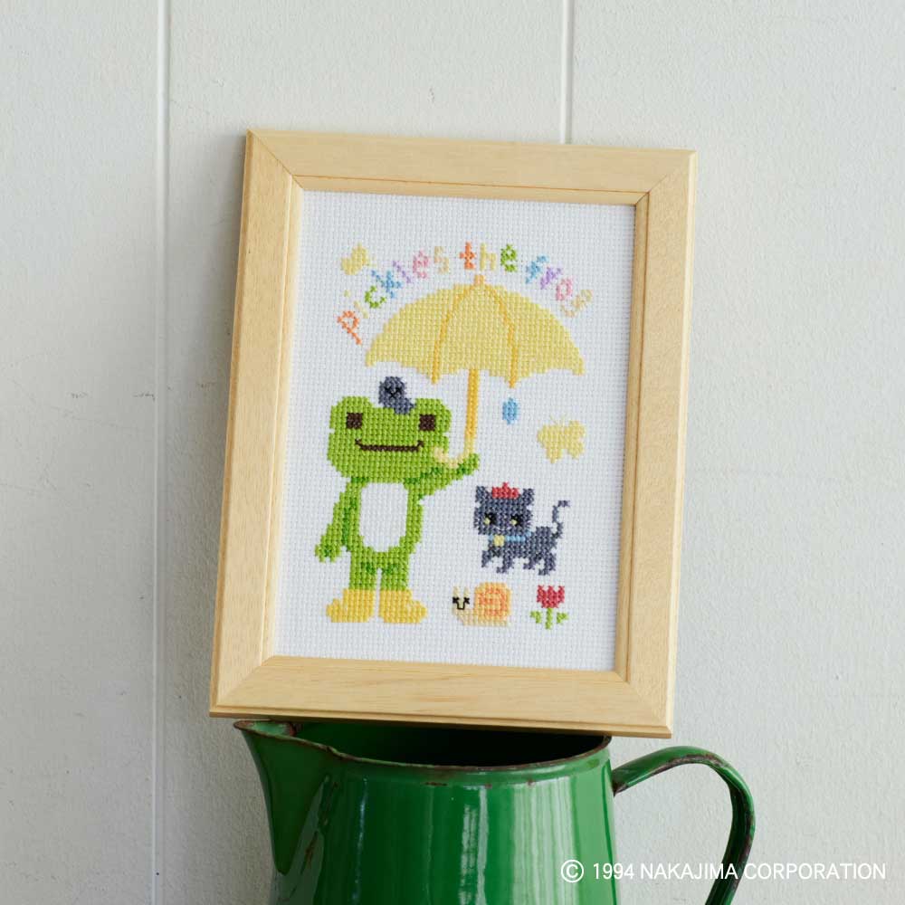 かえるのピクルス クロステッチキット おさんぽ