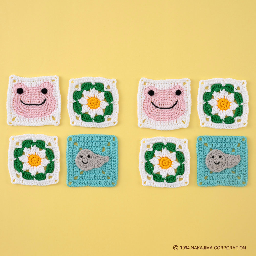 かえるのピクルス モチーフ編みキット No.3 さくら×おたまじゃくしのベイビーちゃん