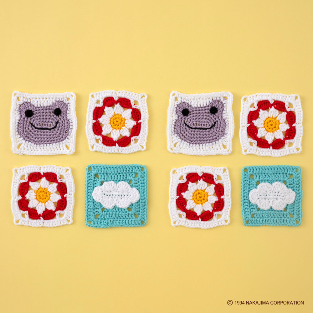 かえるのピクルス モチーフ編みキット No.4 すみれ×くも