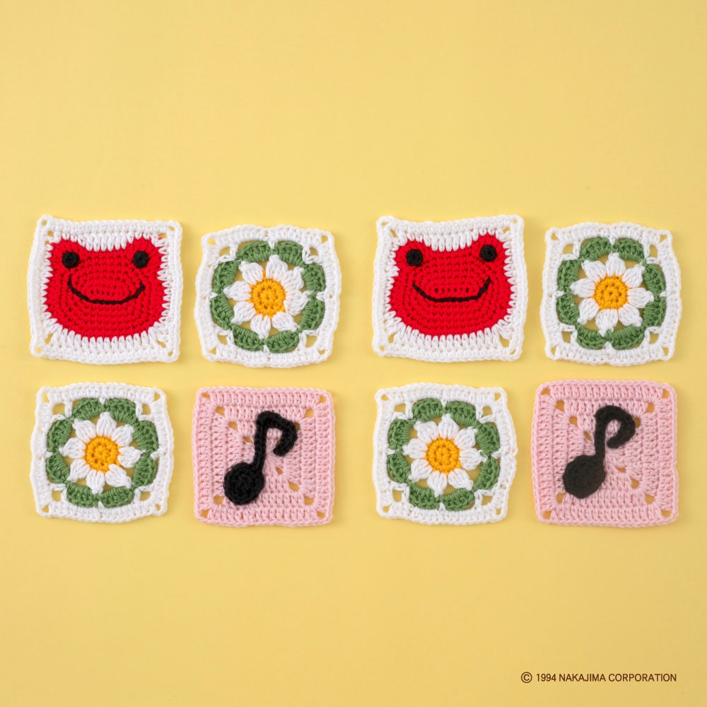 かえるのピクルス モチーフ編みキット No.7 あかね×おんぷ