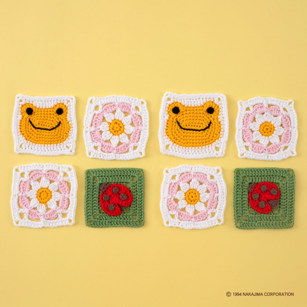 かえるのピクルス モチーフ編みキット No.8 おひさま×てんとう虫くん
