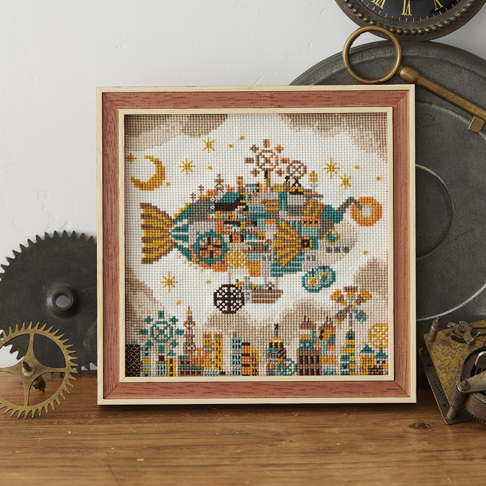 空想街雑貨店 空想の街 クロスステッチキット「空飛ぶ魚の街」