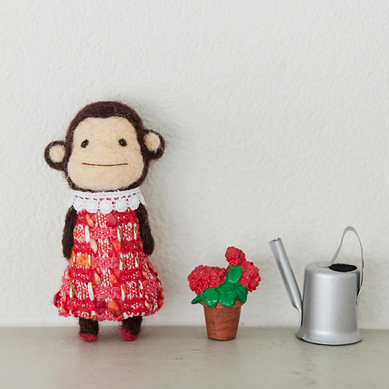 Fluffy Maryさんの 羊毛フェルトでつくる動物ブローチ〈さる〉