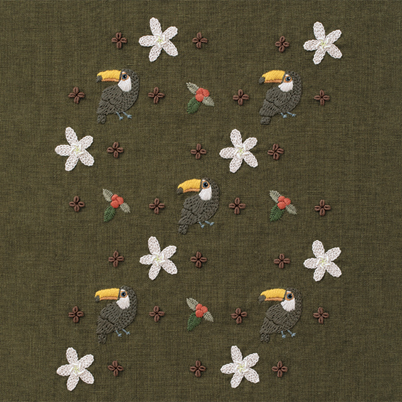 Chicchiさんの刺しゅうパネル「コーヒー」