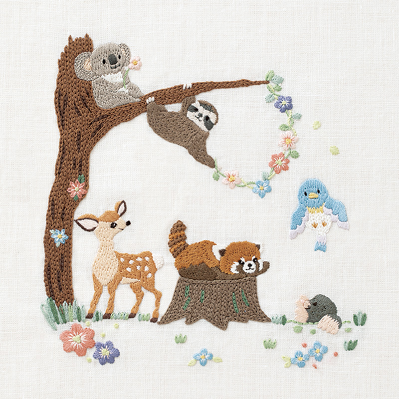 Chicchiさんの刺しゅうパネル「ある春の日」