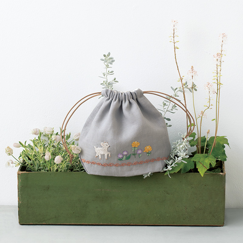 Chicchiさんのヤギとお花の巾着