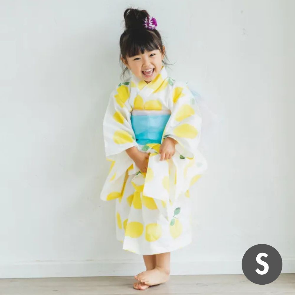 nunocoto fabric パターンファブリック こども浴衣[limone] Sサイズ（90～100cm）