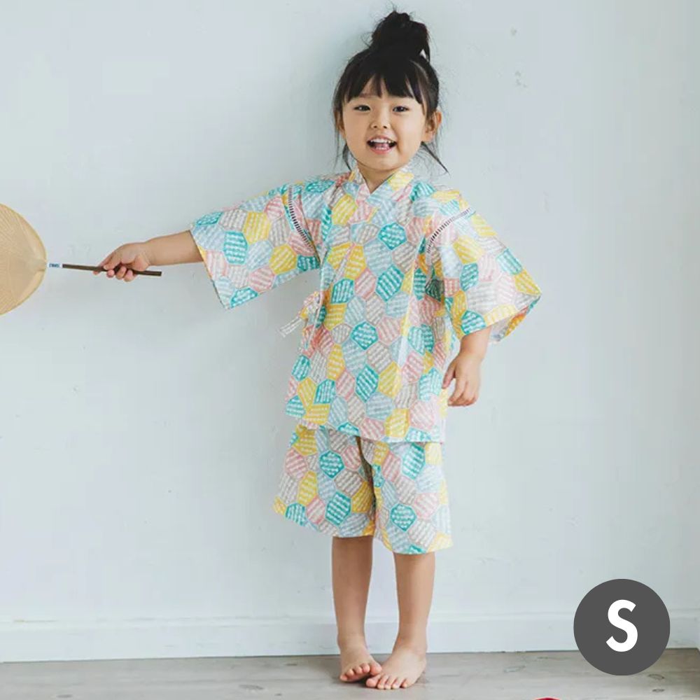 nunocoto fabric パターンファブリック こども甚平[puzzle] Sサイズ(90～100サイズ)
