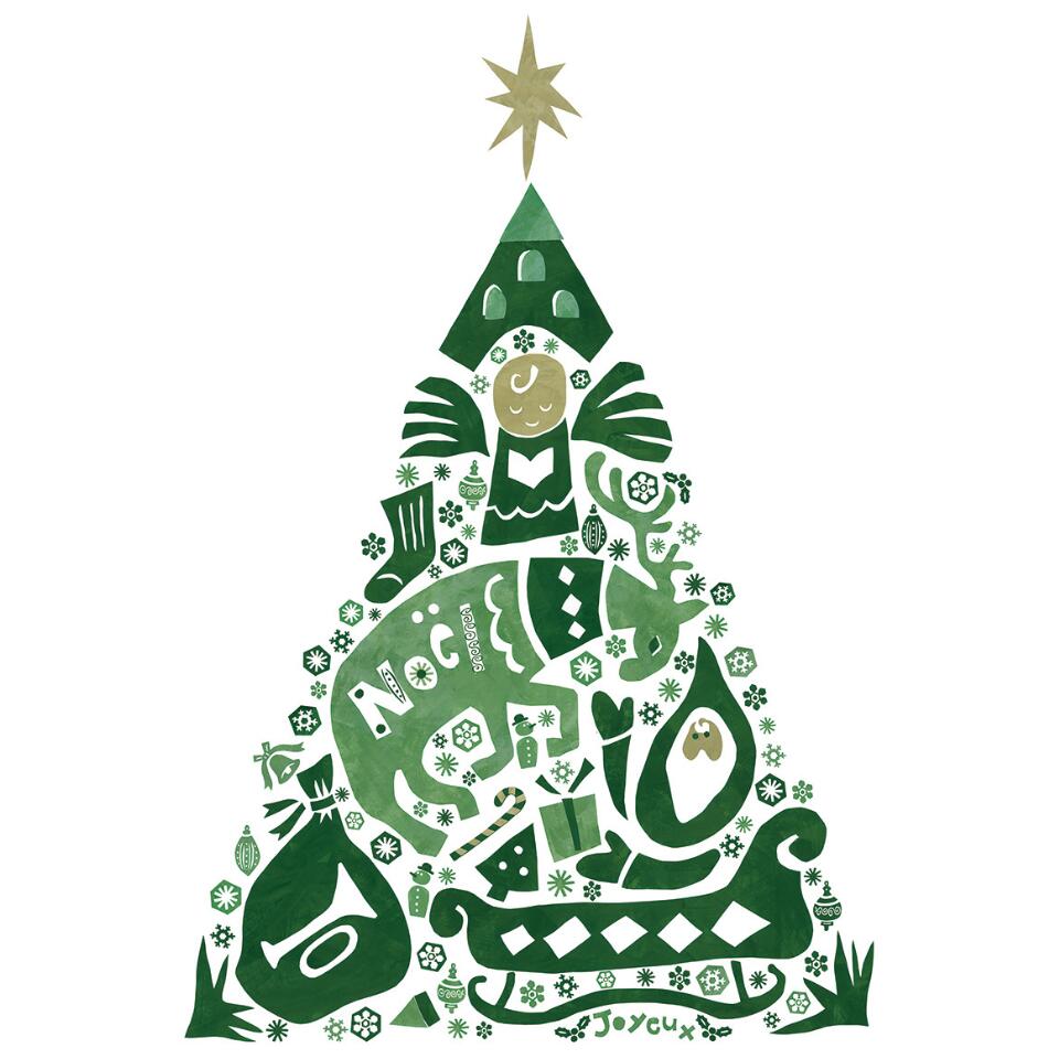 クリスマスツリータペストリー（小）　さこももみB