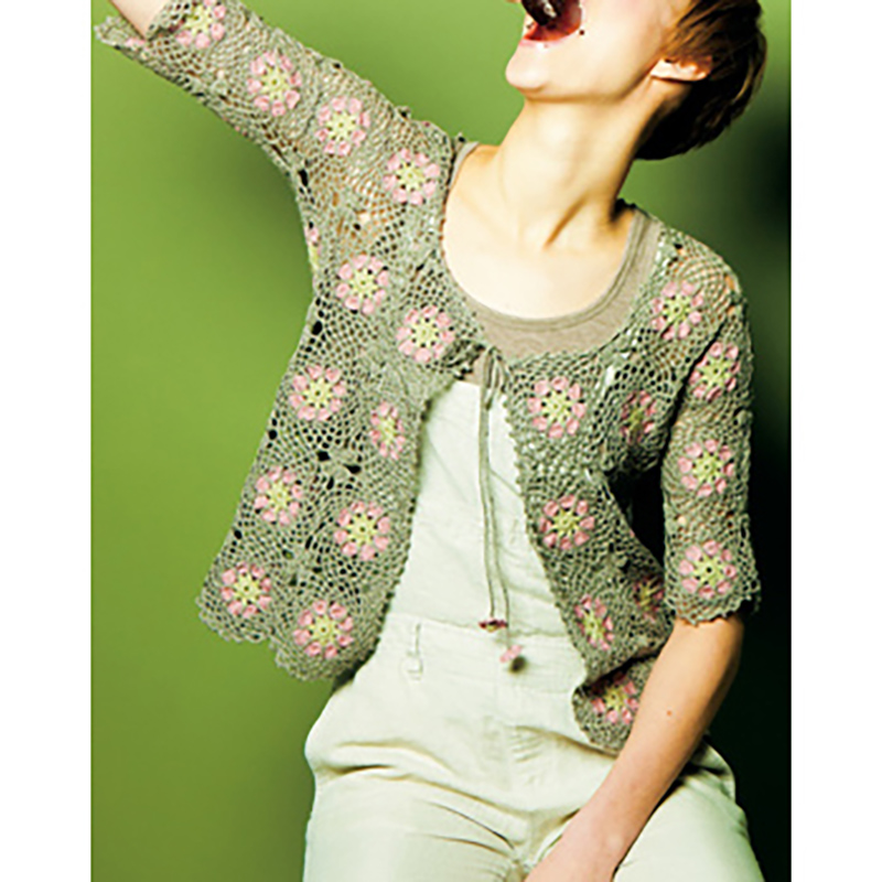 〈レシピ〉連続モチーフの半袖カーディガン