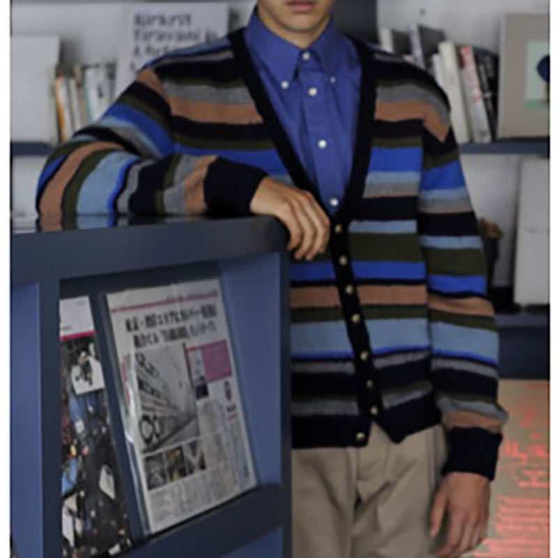 〈レシピ〉マルチボーダー・メンズカーディンガン