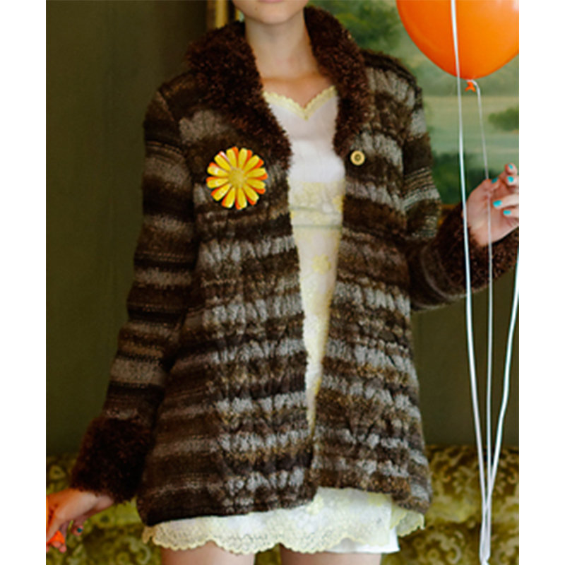 〈レシピ〉ファー衿カーディガン