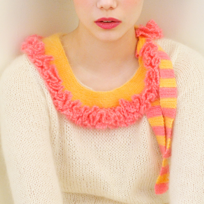 〈レシピ〉ピーチピンクとオレンジのつけ衿