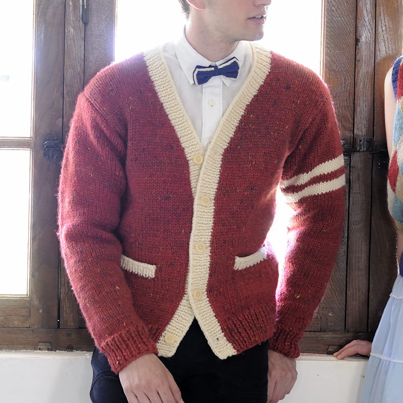 〈レシピ〉赤系メンズカーディガン