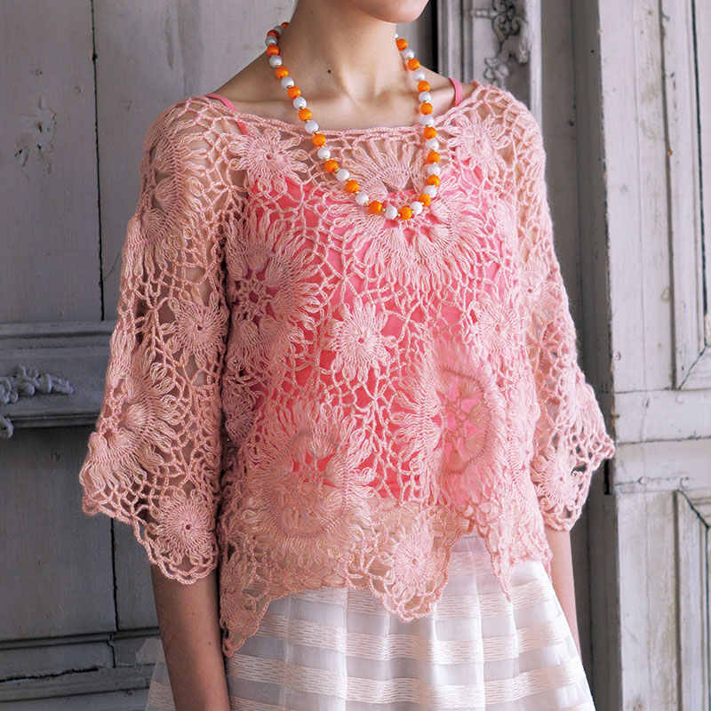 〈レシピ〉ピンクのヘアピンレースプルオーバー