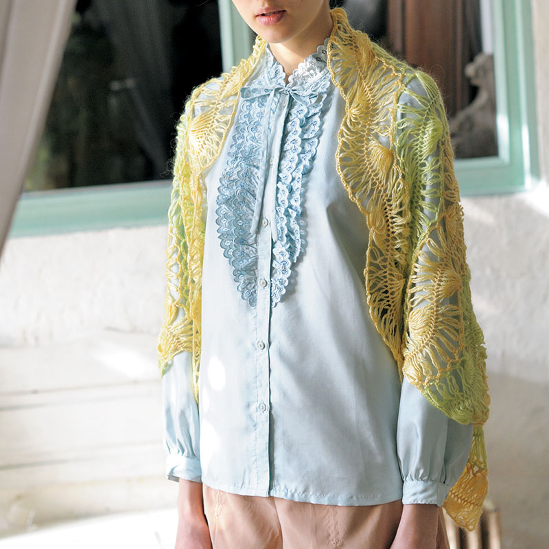 〈レシピ〉ヘアピンレースの花モチーフケープ