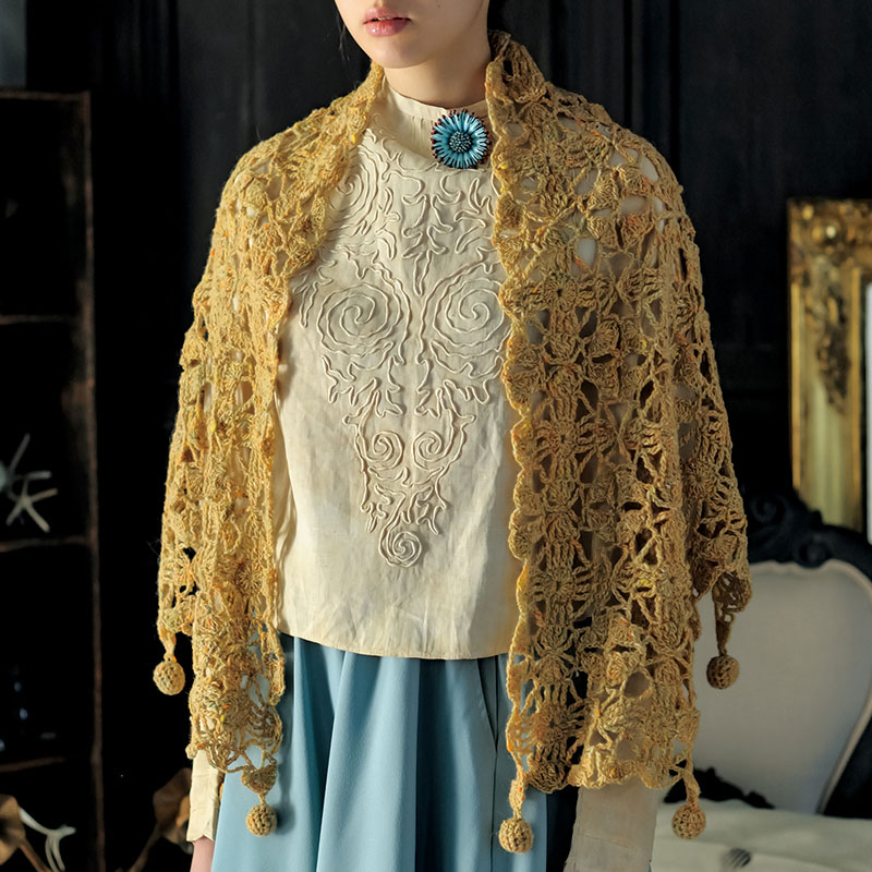 〈レシピ〉ポンポンつきショール