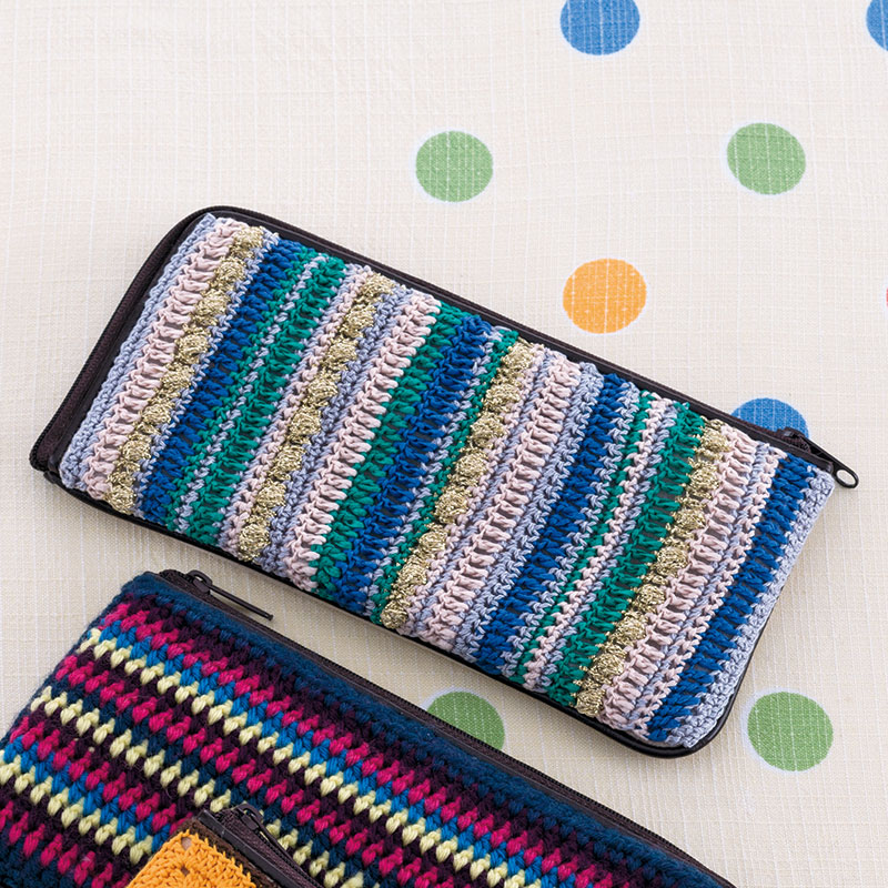 〈レシピ〉かぎ針編み縞のウォレット