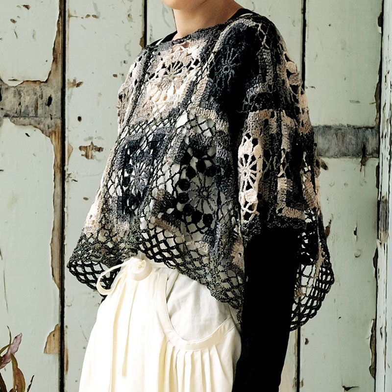 〈レシピ〉モチーフつなぎの段染めポンチョ