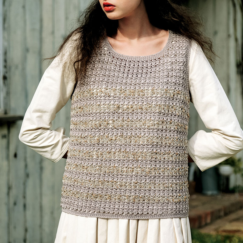 〈レシピ〉ラメボーダーのノースリーブプル