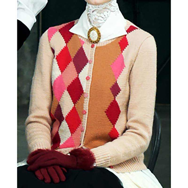 〈レシピ〉ピーチ系のアーガイルカーディガン