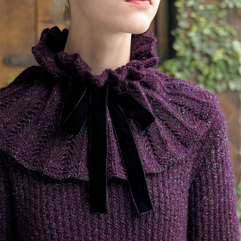 〈レシピ〉紫のプリーツつけ衿