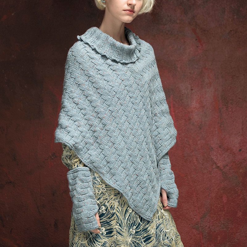 〈レシピ〉地模様のポンチョとアームウォーマー