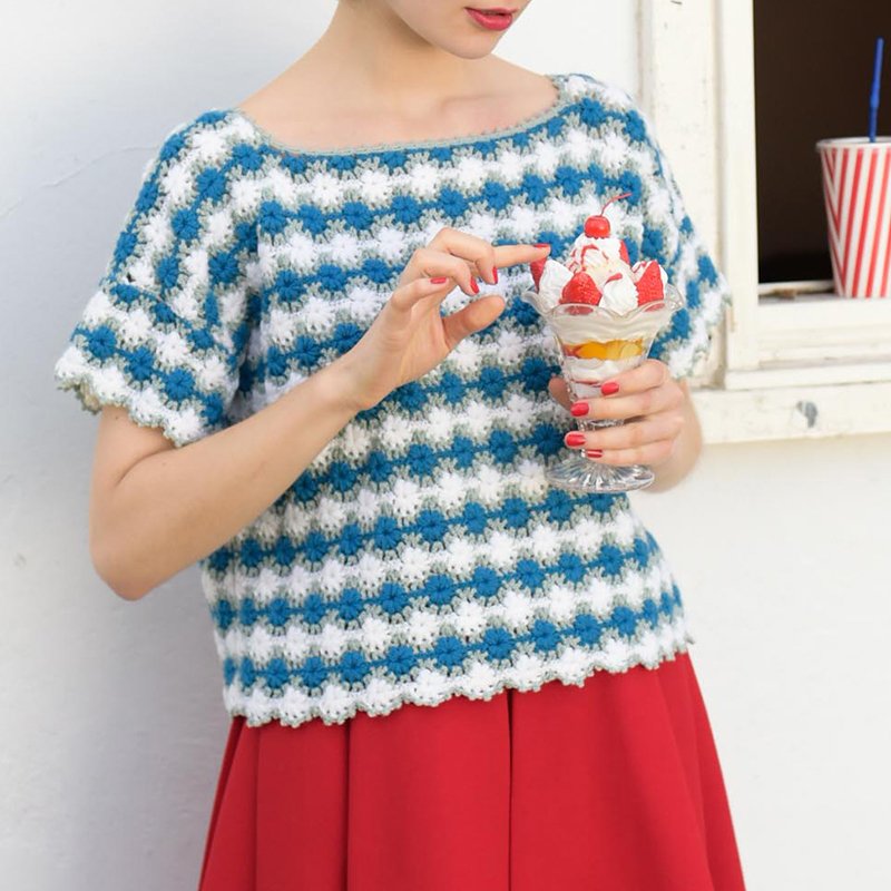 〈レシピ〉縞模様の半袖プルオーバー