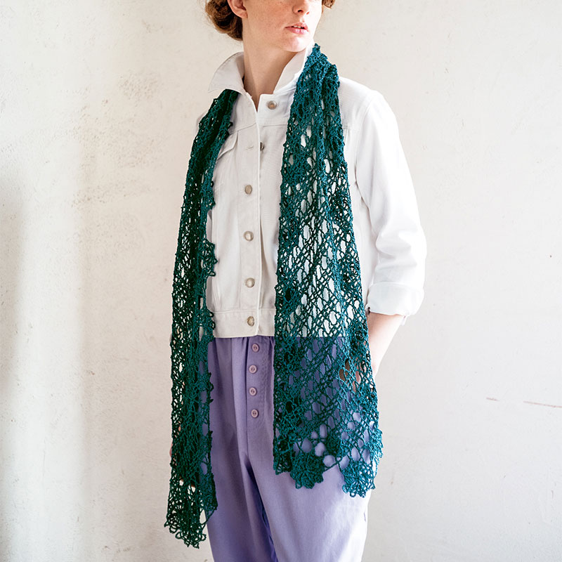 〈レシピ〉緑色のショールとポーチ